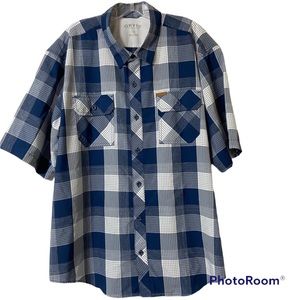 Orvis Blue Plaid Button Down Short Sleeve Shirt Size XXL